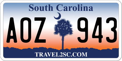 SC license plate AOZ943