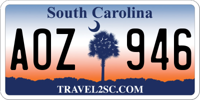 SC license plate AOZ946