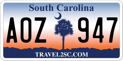 SC license plate AOZ947