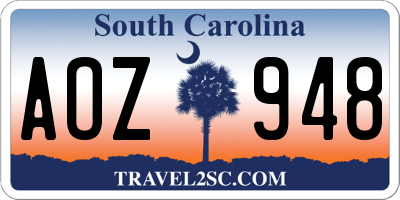 SC license plate AOZ948