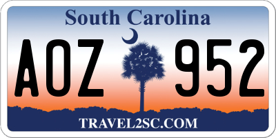 SC license plate AOZ952