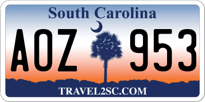 SC license plate AOZ953