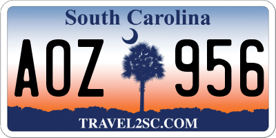 SC license plate AOZ956