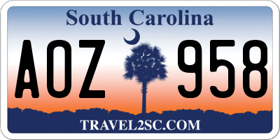 SC license plate AOZ958