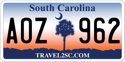 SC license plate AOZ962