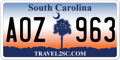 SC license plate AOZ963