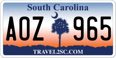 SC license plate AOZ965