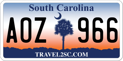 SC license plate AOZ966