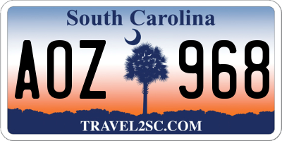 SC license plate AOZ968
