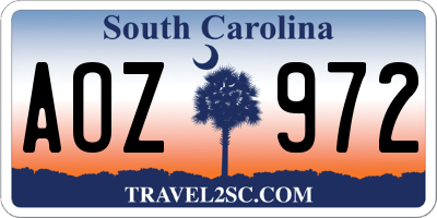 SC license plate AOZ972