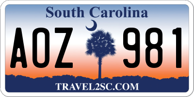 SC license plate AOZ981
