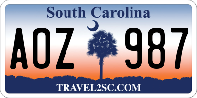 SC license plate AOZ987