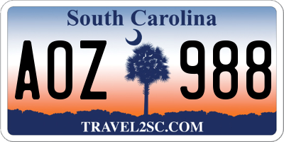 SC license plate AOZ988