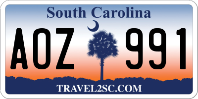SC license plate AOZ991