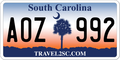 SC license plate AOZ992
