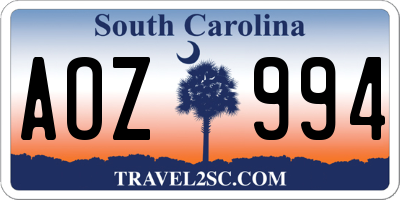 SC license plate AOZ994