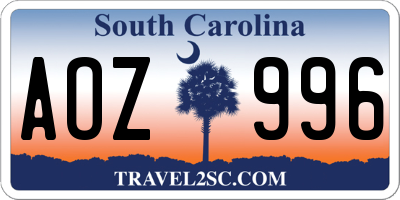 SC license plate AOZ996