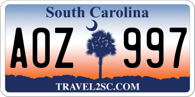 SC license plate AOZ997