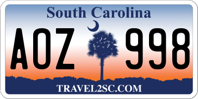 SC license plate AOZ998