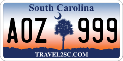 SC license plate AOZ999