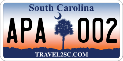 SC license plate APA002