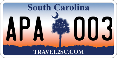 SC license plate APA003