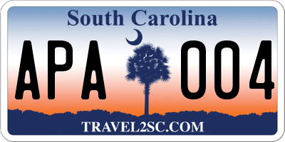 SC license plate APA004