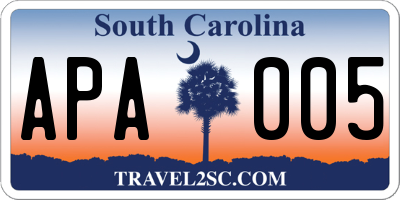 SC license plate APA005