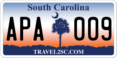 SC license plate APA009