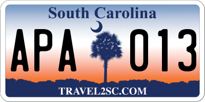 SC license plate APA013