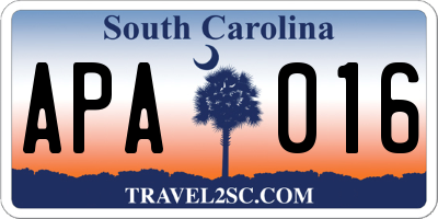 SC license plate APA016