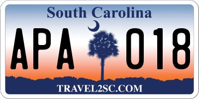 SC license plate APA018