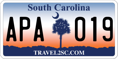 SC license plate APA019