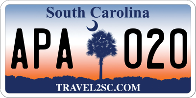 SC license plate APA020