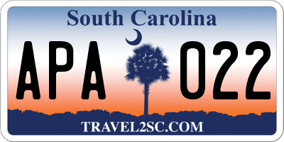 SC license plate APA022