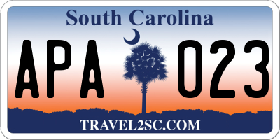 SC license plate APA023