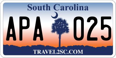 SC license plate APA025
