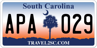 SC license plate APA029