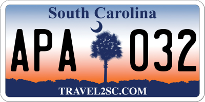 SC license plate APA032