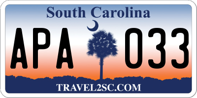 SC license plate APA033
