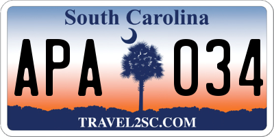 SC license plate APA034