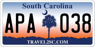 SC license plate APA038