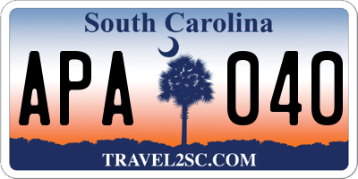 SC license plate APA040