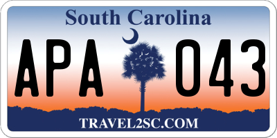 SC license plate APA043