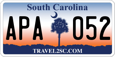 SC license plate APA052