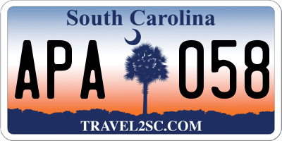 SC license plate APA058