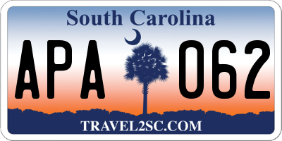 SC license plate APA062