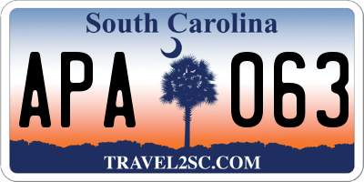 SC license plate APA063