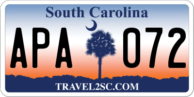 SC license plate APA072