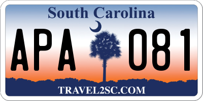 SC license plate APA081